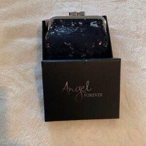 Victoria Secret black mini sequined handbag.